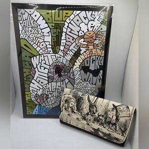 👛Loungefly Wallet & Art byCurtis Epperson Alice inWonderland White Rabbit COMBO